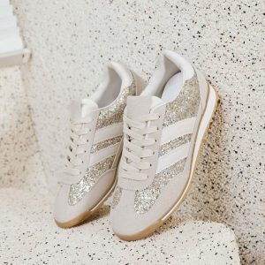 Basket beige avec strass