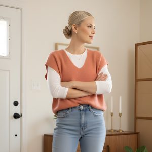 Pull manche courte corail