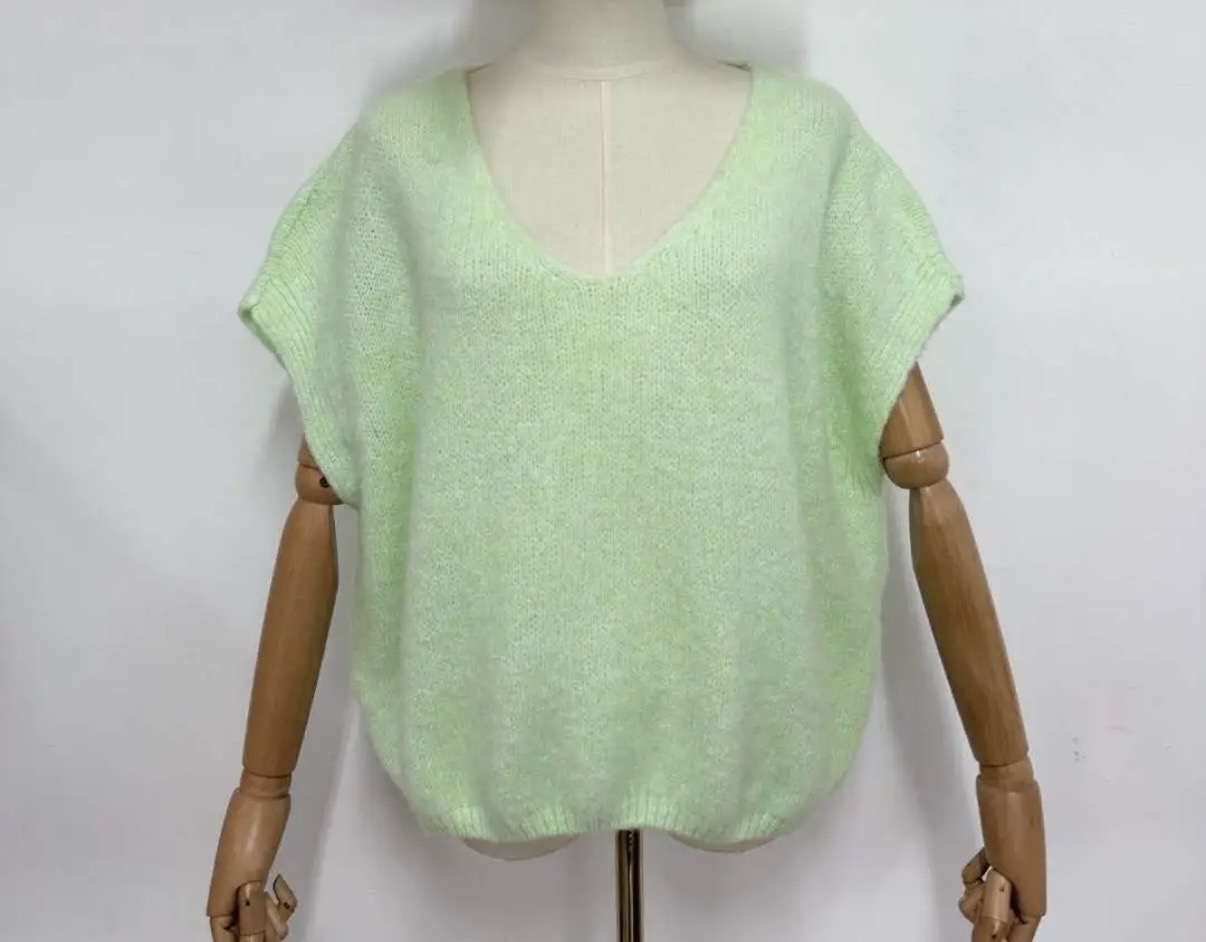 Pull manche courte laine