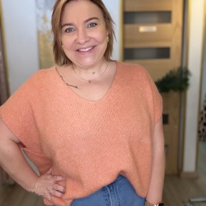 Pull manche courte corail