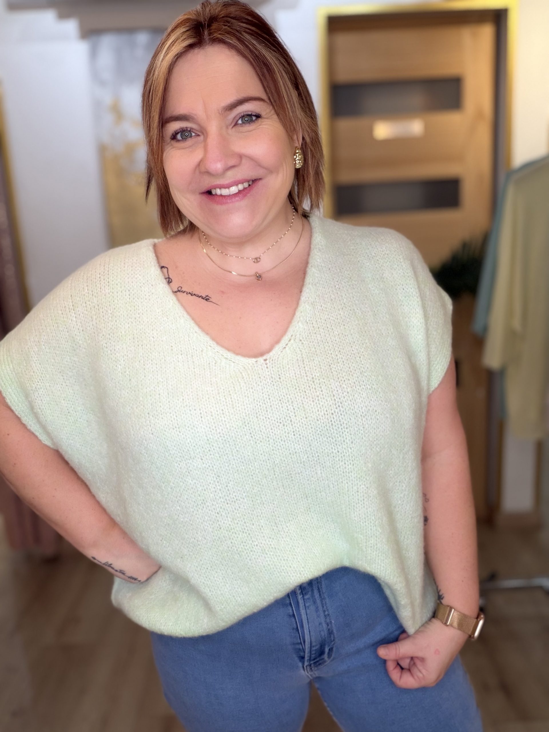 Pull manche courte laine – Image 3